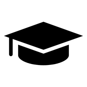Ícono de un birrete en referencia al grado académico al terminar la carrera.